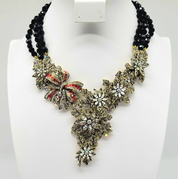 Heidi Daus Garnet and Diamond Swarovski Crystal Holiday Classic Bow Necklace - Picture 6 of 12